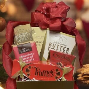 Christmas chocolate gift basket.