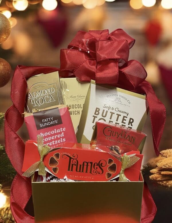 Christmas chocolate gift basket.