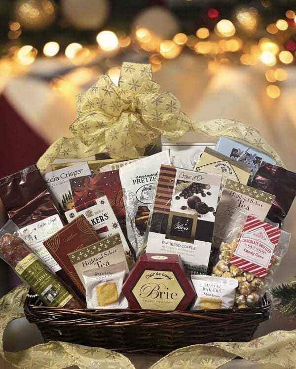 Gourmet Christmas gift basket.